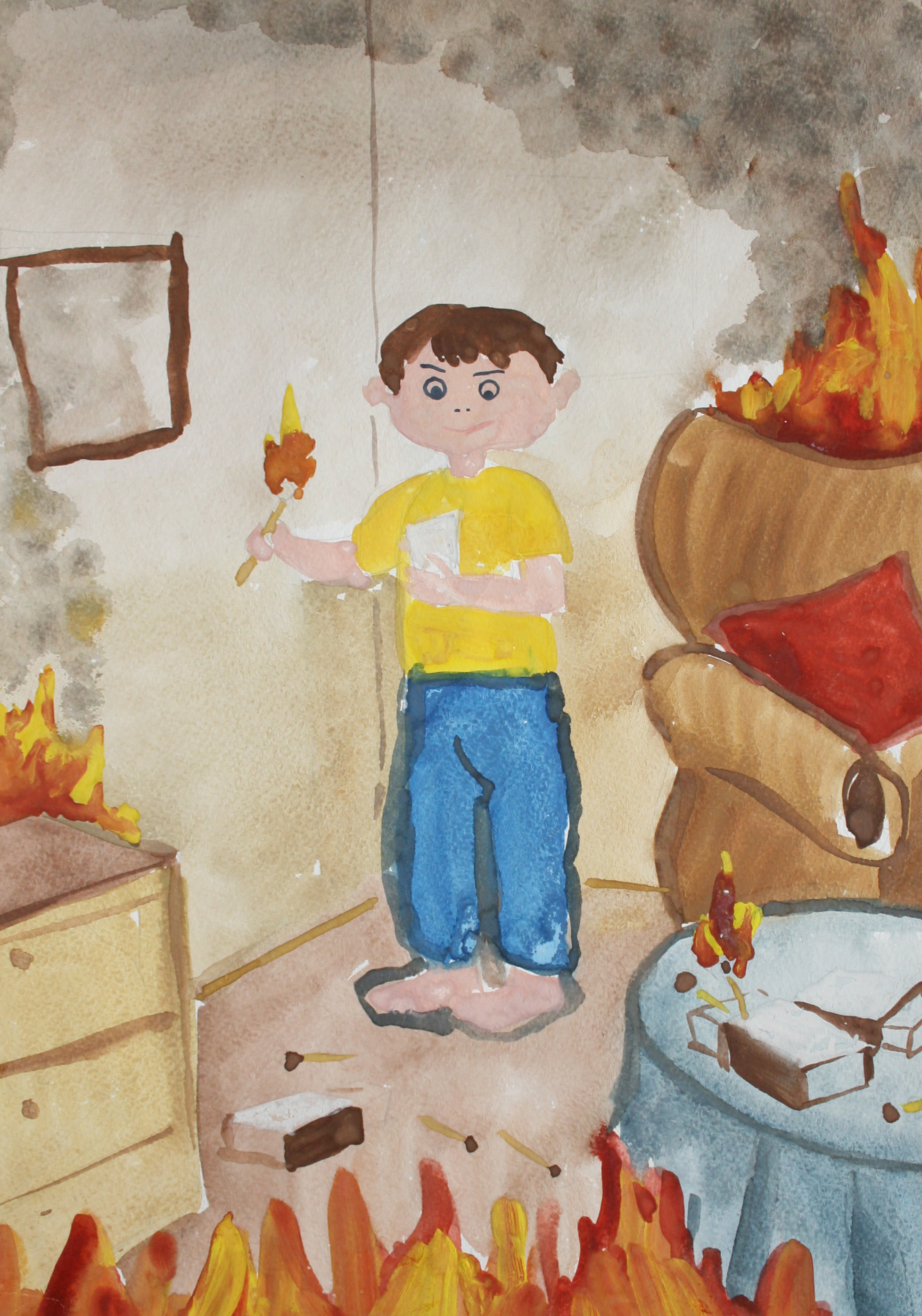 «Огонь - беда!», бумага, гуашь, 2010